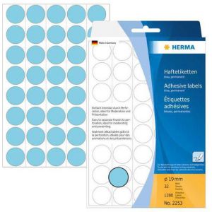Etykiety samoprzylepne Herma okrągłe kropki 19mm niebieskie